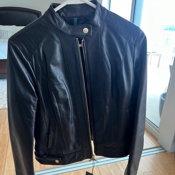 Cole Hahn Leather Zip Jacket - NWT  Size XS - Picture 3 of 7
